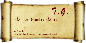 Tóth Geminián névjegykártya